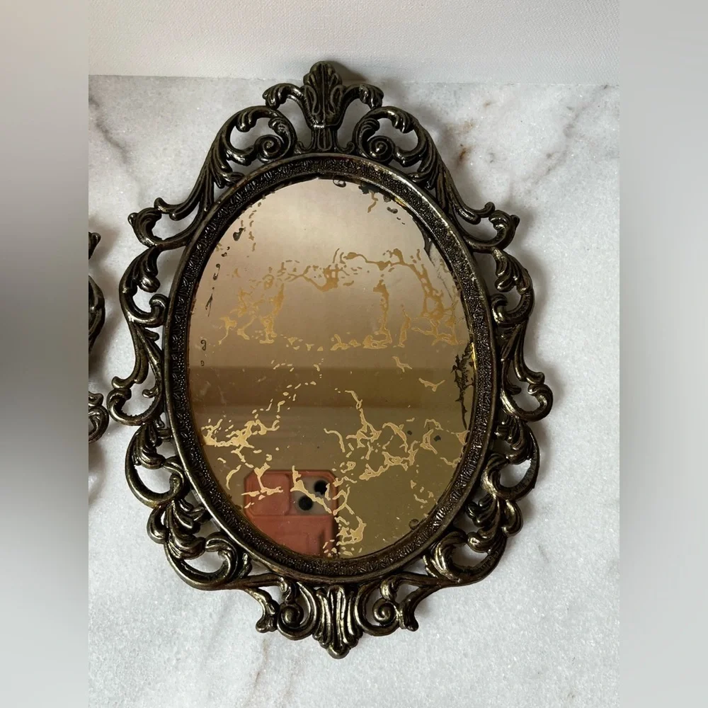 Vintage Ornate Regency style marble mirror set of 2